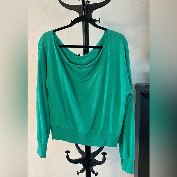Carbon38 Tops - Carbon38 Off Shoulder French Terry Sweatshirt - Green, size Small